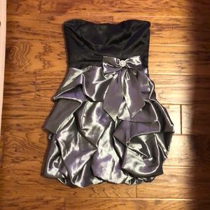 Black and Grey Strapless Dress